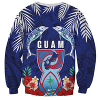 Guam Liberation Day Sweatshirt The Tribal Latte Stone and Dolphins with Hibiscus Chamorro Culture