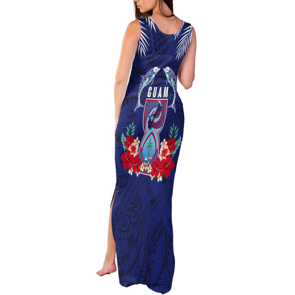 Guam Liberation Day Tank Maxi Dress The Tribal Latte Stone and Dolphins with Hibiscus Chamorro Culture