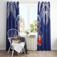 Guam Liberation Day Window Curtain The Tribal Latte Stone and Dolphins with Hibiscus Chamorro Culture
