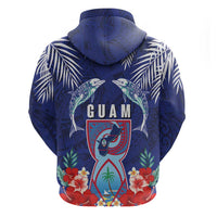 Guam Liberation Day Zip Hoodie The Tribal Latte Stone and Dolphins with Hibiscus Chamorro Culture