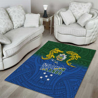 Solomon Islands Area Rug The Guardians-Tribal Crocodile and Shark Melanesian Tattoo
