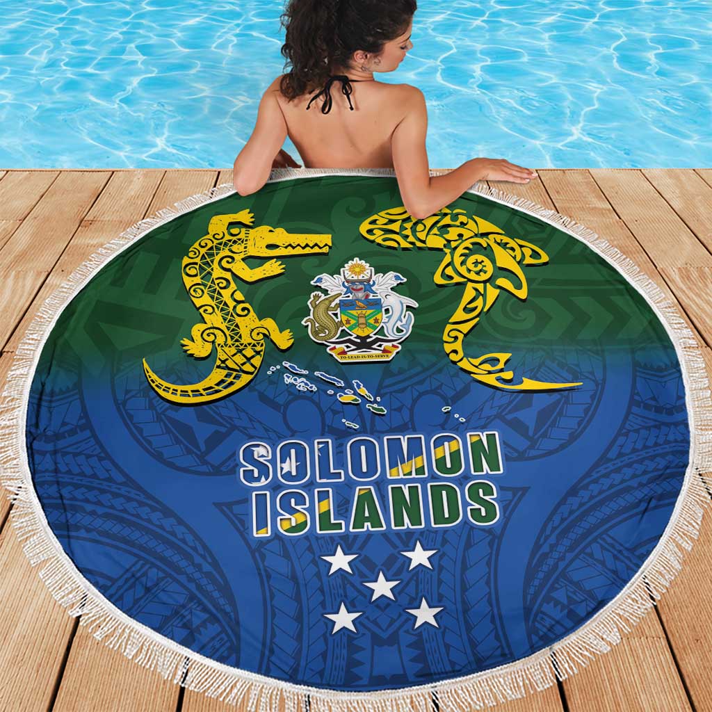 Solomon Islands Beach Blanket The Guardians-Tribal Crocodile and Shark Melanesian Tattoo