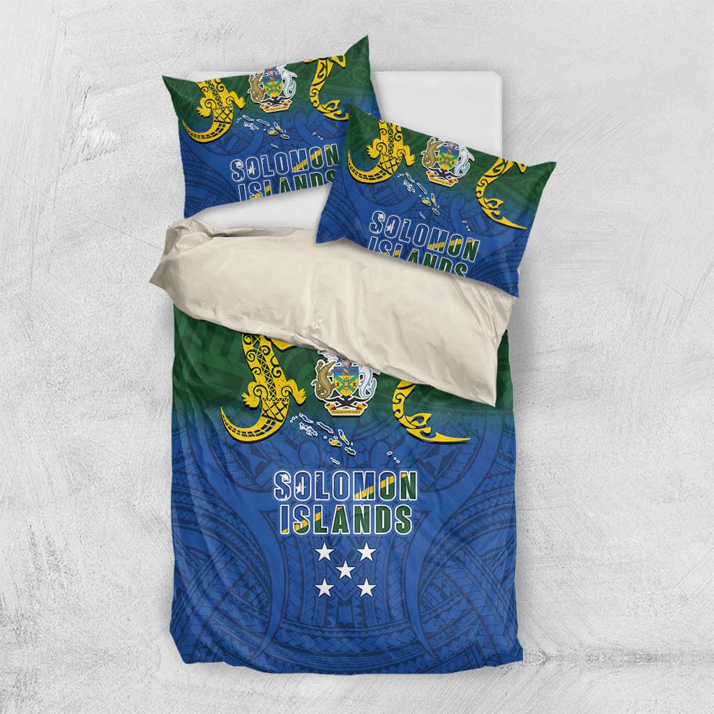 Solomon Islands Bedding Set The Guardians-Tribal Crocodile and Shark Melanesian Tattoo