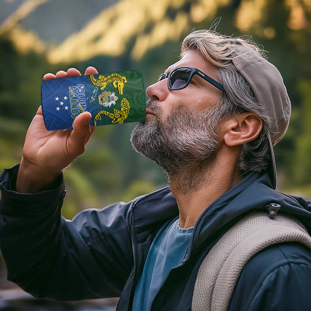 Solomon Islands 4 in 1 Can Cooler Tumbler The Guardians-Tribal Crocodile and Shark Melanesian Tattoo