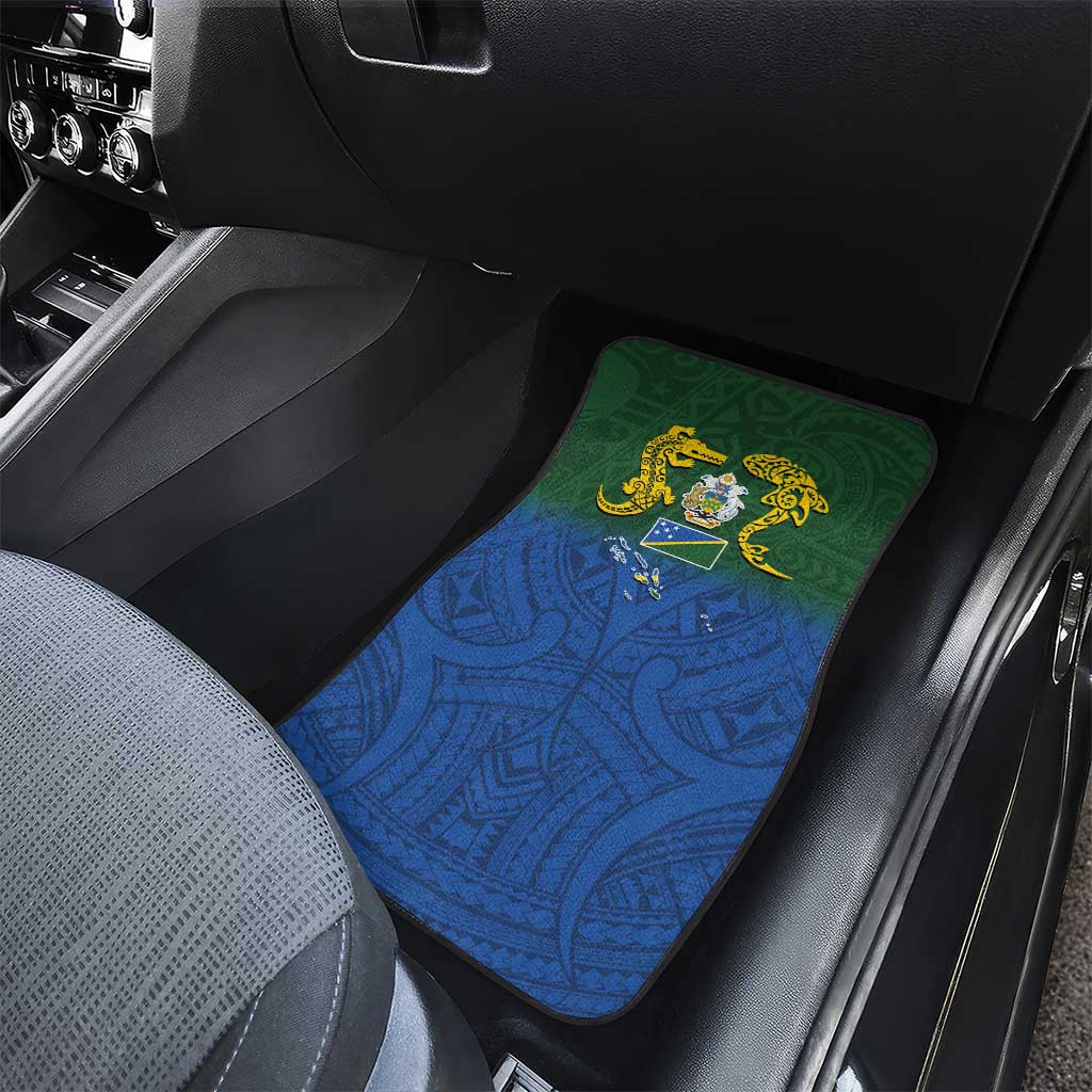 Solomon Islands Car Mats The Guardians-Tribal Crocodile and Shark Melanesian Tattoo