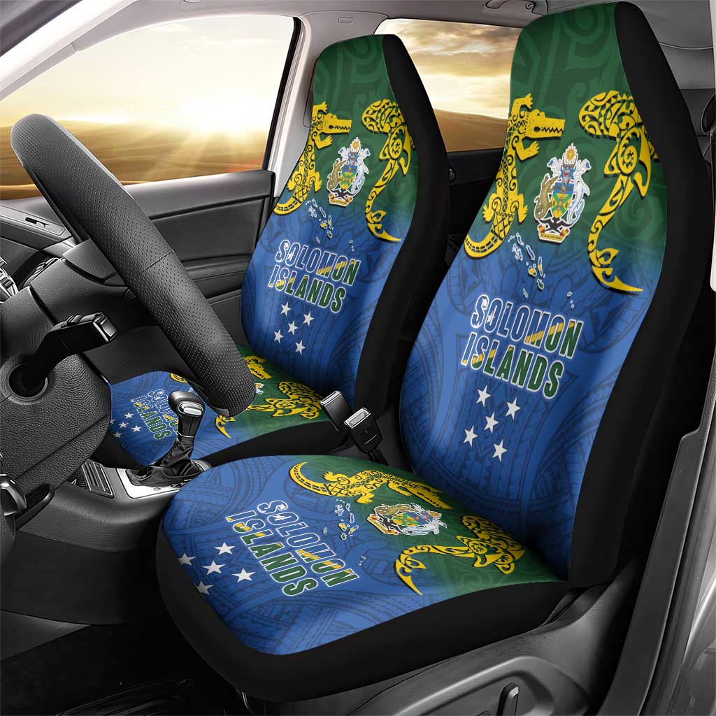 Solomon Islands Car Seat Cover The Guardians-Tribal Crocodile and Shark Melanesian Tattoo