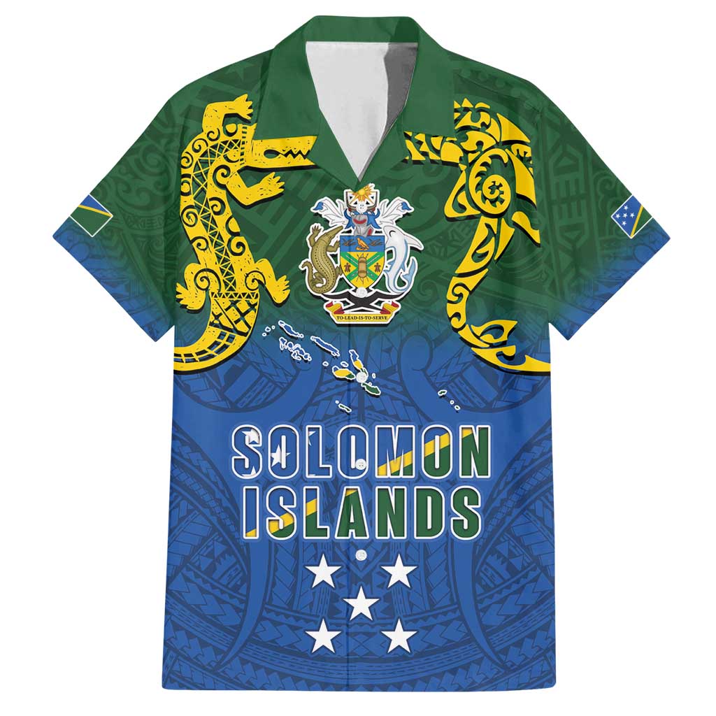 Solomon Islands Family Matching Long Sleeve Bodycon Dress and Hawaiian Shirt The Guardians-Tribal Crocodile and Shark Melanesian Tattoo