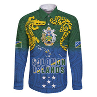 Solomon Islands Family Matching Off Shoulder Maxi Dress and Hawaiian Shirt The Guardians-Tribal Crocodile and Shark Melanesian Tattoo