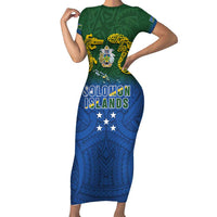Solomon Islands Family Matching Short Sleeve Bodycon Dress and Hawaiian Shirt The Guardians-Tribal Crocodile and Shark Melanesian Tattoo