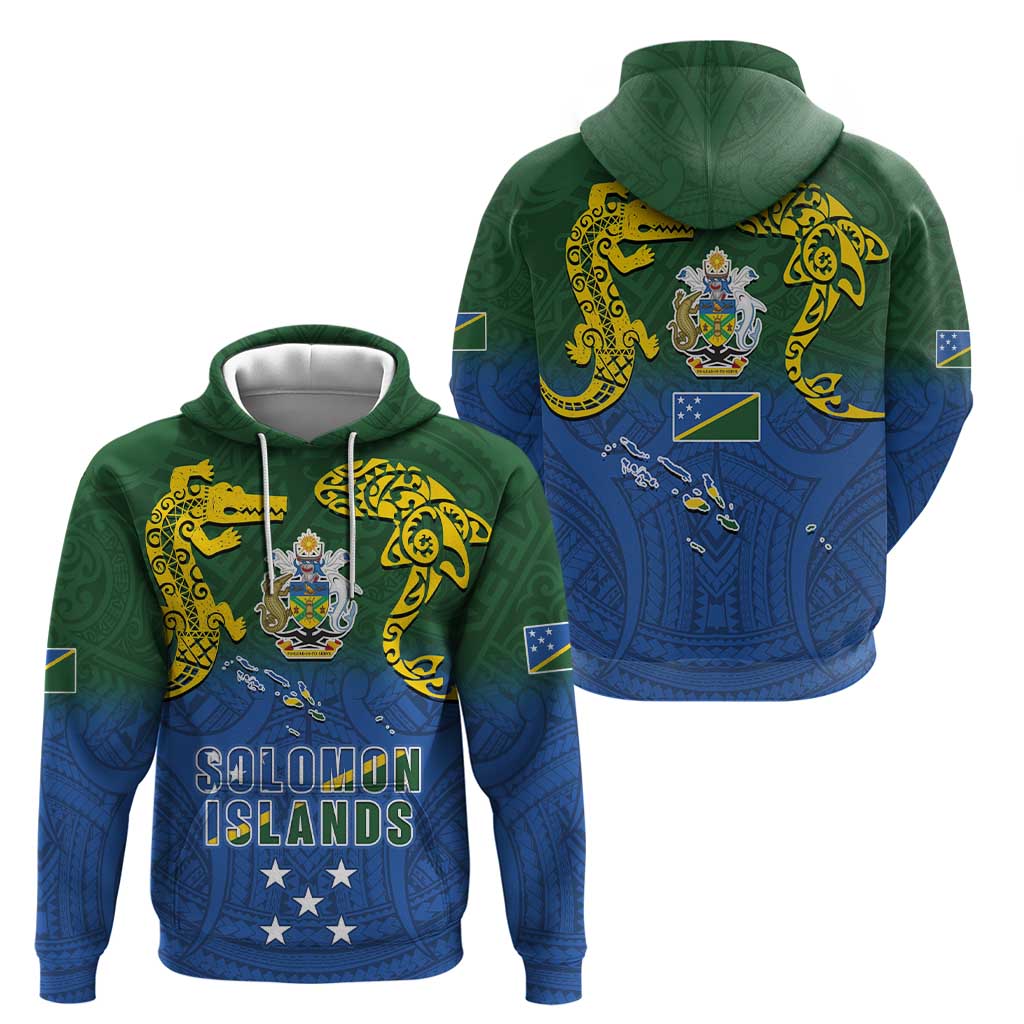 Solomon Islands Hoodie The Guardians-Tribal Crocodile and Shark Melanesian Tattoo