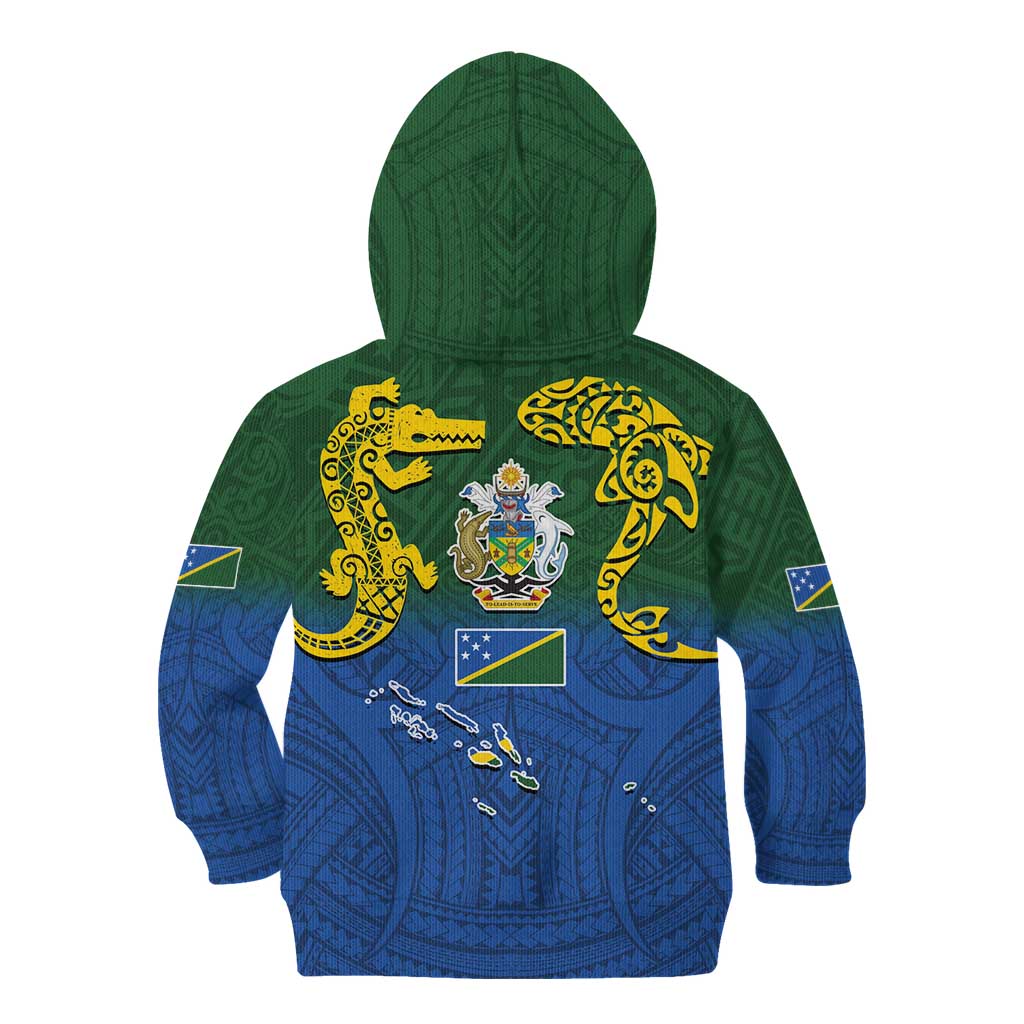 Solomon Islands Kid Hoodie The Guardians-Tribal Crocodile and Shark Melanesian Tattoo