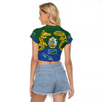 Solomon Islands Raglan Cropped T Shirt The Guardians-Tribal Crocodile and Shark Melanesian Tattoo