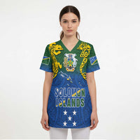 Solomon Islands Scrub Top The Guardians-Tribal Crocodile and Shark Melanesian Tattoo - Polynesian Pride
