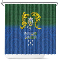 Solomon Islands Shower Curtain The Guardians-Tribal Crocodile and Shark Melanesian Tattoo