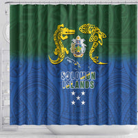 Solomon Islands Shower Curtain The Guardians-Tribal Crocodile and Shark Melanesian Tattoo