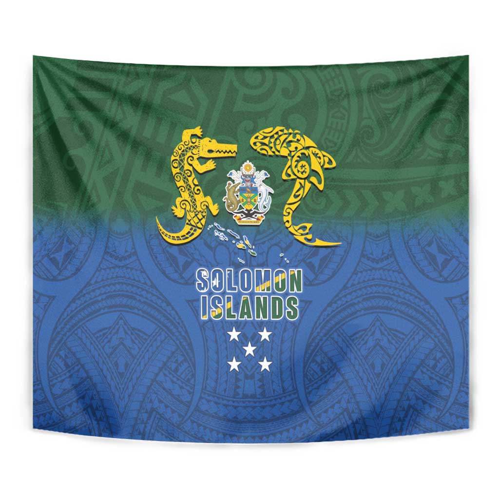 Solomon Islands Tapestry The Guardians-Tribal Crocodile and Shark Melanesian Tattoo