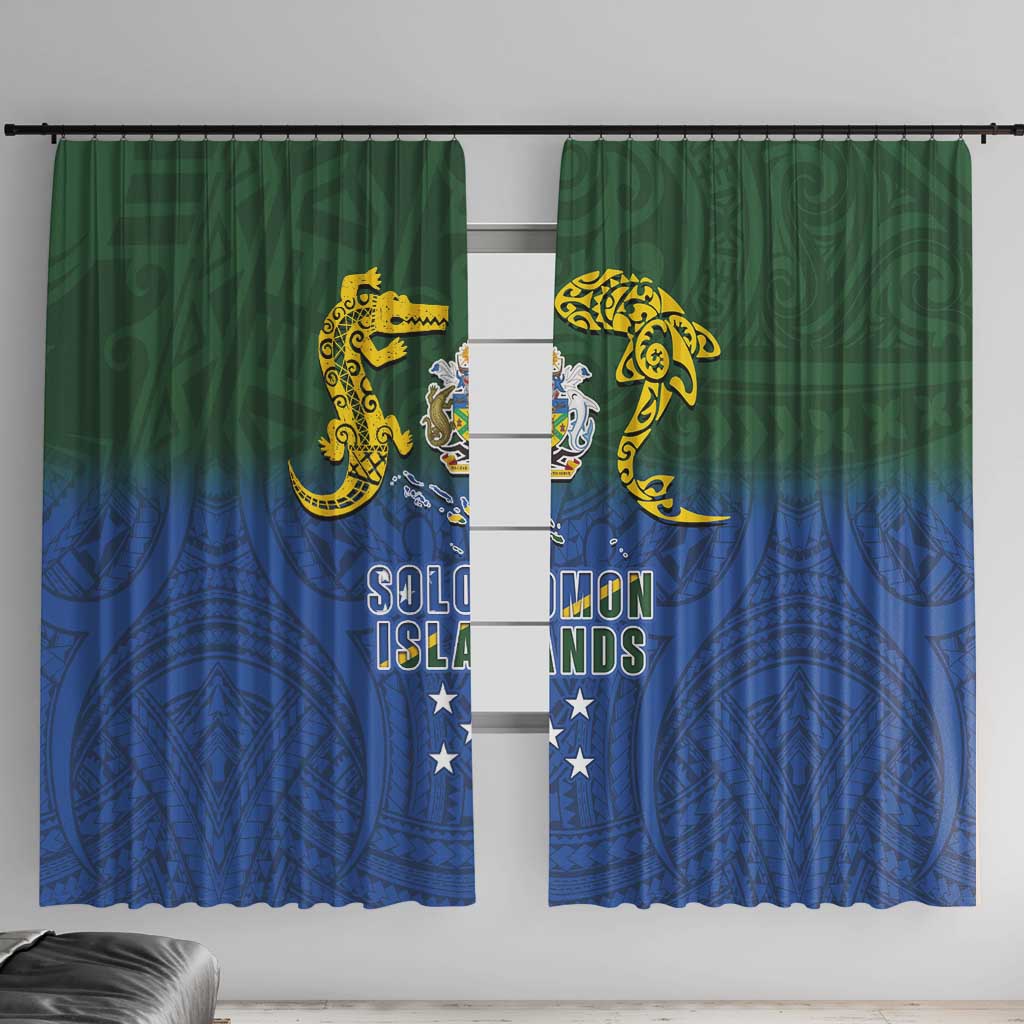 Solomon Islands Window Curtain The Guardians-Tribal Crocodile and Shark Melanesian Tattoo