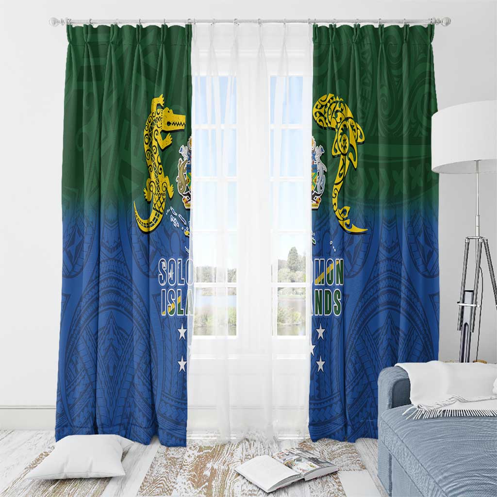 Solomon Islands Window Curtain The Guardians-Tribal Crocodile and Shark Melanesian Tattoo