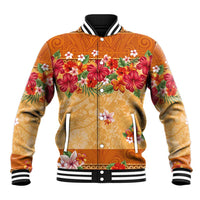 Hawaii Hibiscus Baseball Jacket Turtles and Tribal Motifs Vintage Floral Style LT03 Unisex Yellow - Polynesian Pride