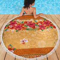 Hawaii Hibiscus Beach Blanket Turtles and Tribal Motifs Vintage Floral Style LT03 - Polynesian Pride