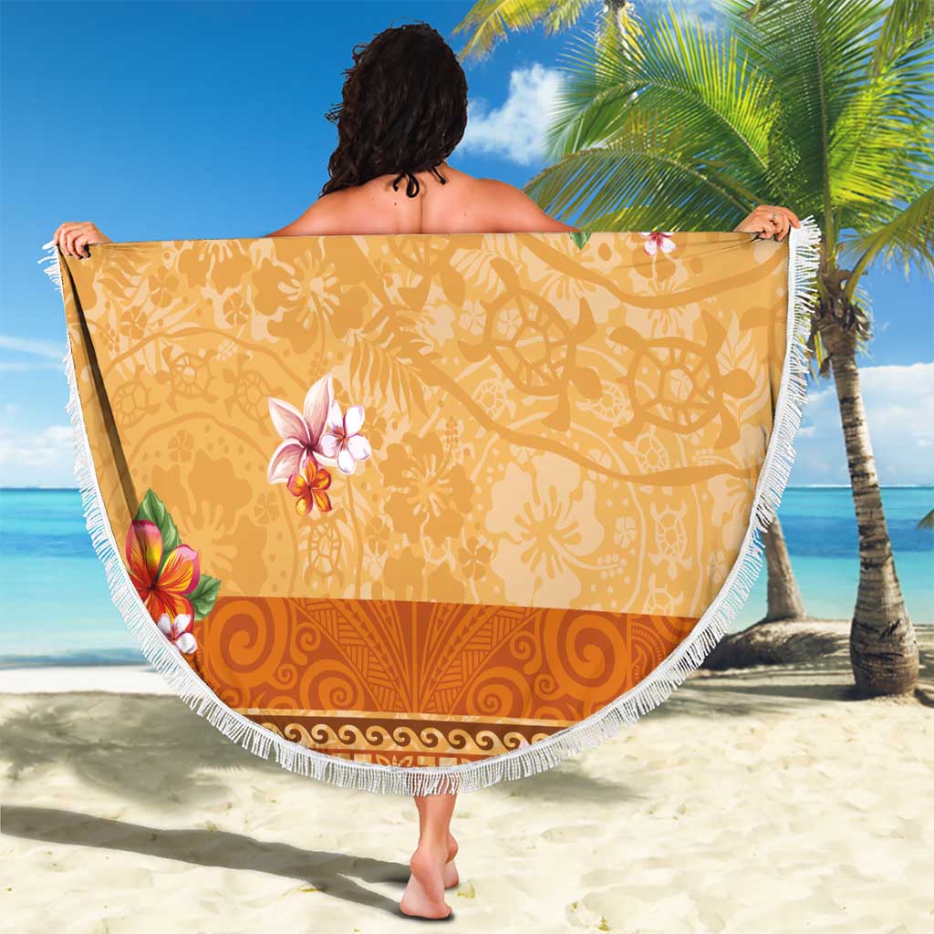Hawaii Hibiscus Beach Blanket Turtles and Tribal Motifs Vintage Floral Style LT03 - Polynesian Pride