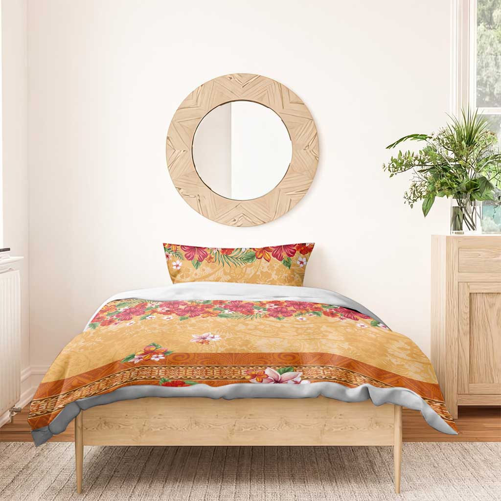 Hawaii Hibiscus Bedding Set Turtles and Tribal Motifs Vintage Floral Style LT03 - Polynesian Pride