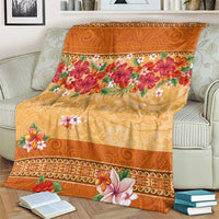 Hawaii Hibiscus Blanket Turtles and Tribal Motifs Vintage Floral Style LT03 - Polynesian Pride