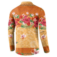 Hawaii Hibiscus Button Sweatshirt Turtles and Tribal Motifs Vintage Floral Style LT03 - Polynesian Pride