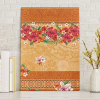 Hawaii Hibiscus Canvas Wall Art Turtles and Tribal Motifs Vintage Floral Style LT03 Without Frame Yellow - Polynesian Pride