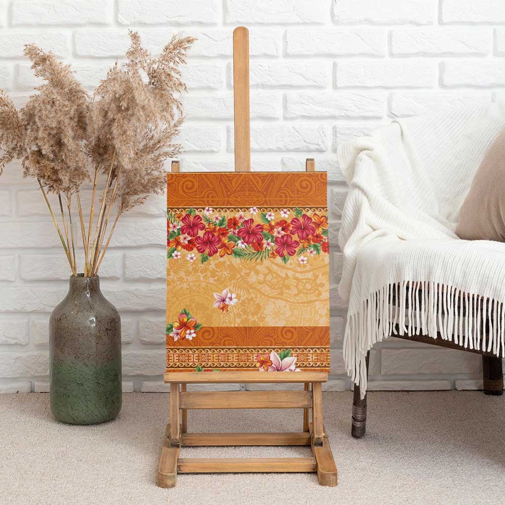 Hawaii Hibiscus Canvas Wall Art Turtles and Tribal Motifs Vintage Floral Style LT03 - Polynesian Pride