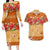 Hawaii Hibiscus Couples Matching Long Sleeve Bodycon Dress and Hawaiian Shirt Turtles and Tribal Motifs Vintage Floral Style