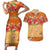 Hawaii Hibiscus Couples Matching Short Sleeve Bodycon Dress and Hawaiian Shirt Turtles and Tribal Motifs Vintage Floral Style