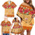 Hawaii Hibiscus Family Matching Off Shoulder Short Dress and Hawaiian Shirt Turtles and Tribal Motifs Vintage Floral Style