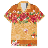 Hawaii Hibiscus Family Matching Short Sleeve Bodycon Dress and Hawaiian Shirt Turtles and Tribal Motifs Vintage Floral Style