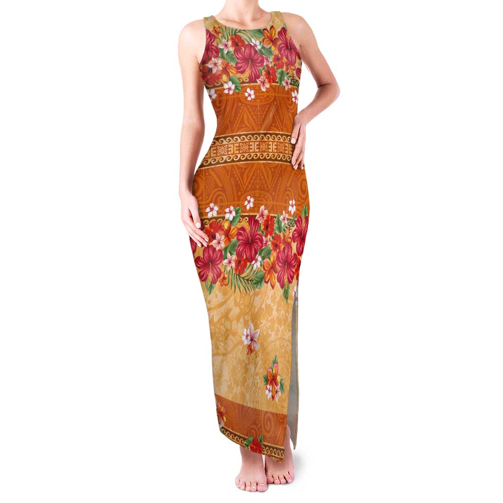 Hawaii Hibiscus Family Matching Tank Maxi Dress and Hawaiian Shirt Turtles and Tribal Motifs Vintage Floral Style
