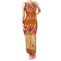 Hawaii Hibiscus Family Matching Tank Maxi Dress and Hawaiian Shirt Turtles and Tribal Motifs Vintage Floral Style