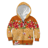 Hawaii Hibiscus Kid Hoodie Turtles and Tribal Motifs Vintage Floral Style