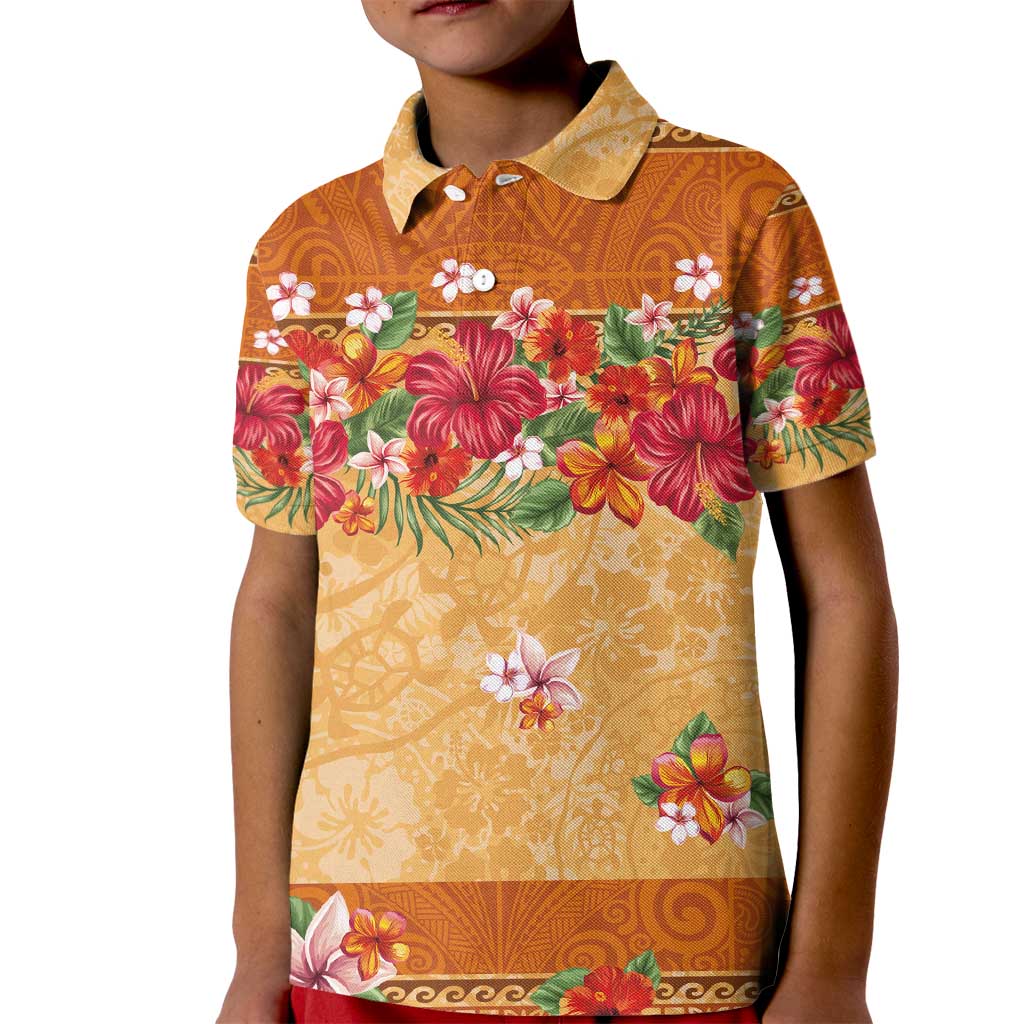 Hawaii Hibiscus Kid Polo Shirt Turtles and Tribal Motifs Vintage Floral Style