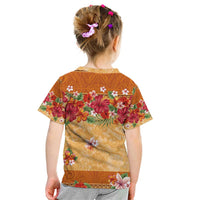 Hawaii Hibiscus Kid T Shirt Turtles and Tribal Motifs Vintage Floral Style
