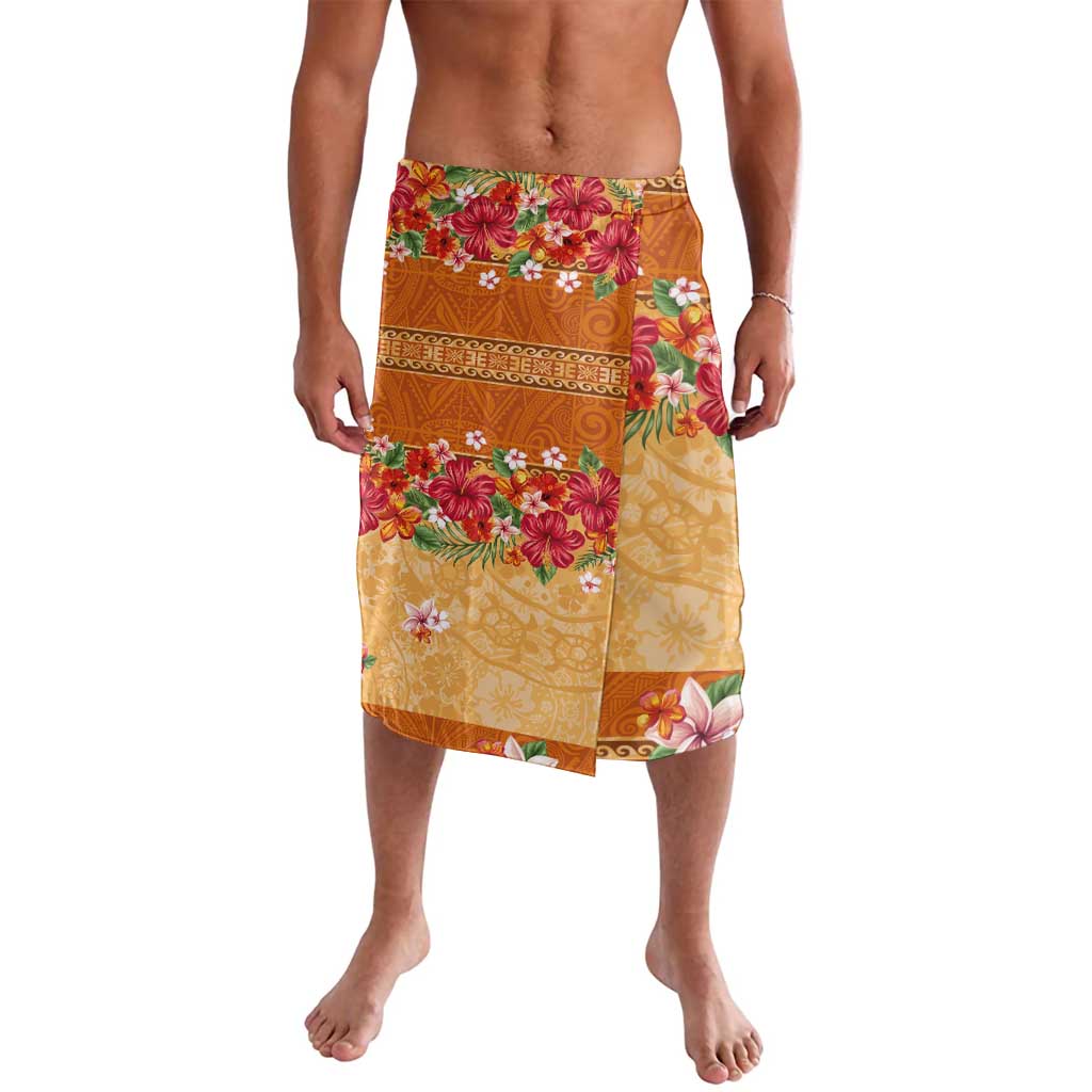 Hawaii Hibiscus Lavalava Turtles and Tribal Motifs Vintage Floral Style LT03 Yellow - Polynesian Pride