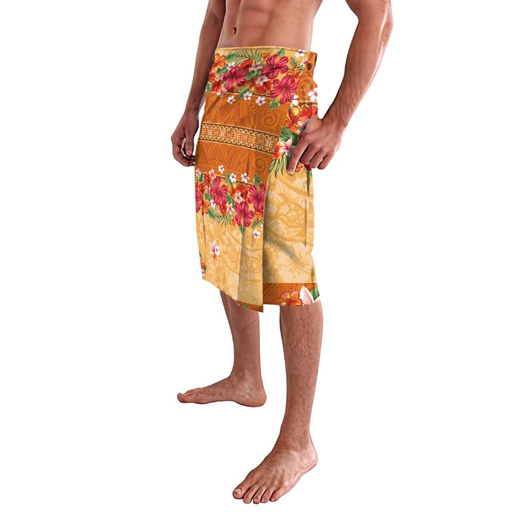 Hawaii Hibiscus Lavalava Turtles and Tribal Motifs Vintage Floral Style LT03 - Polynesian Pride
