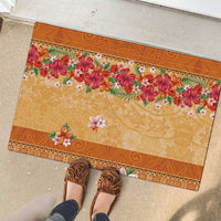 Hawaii Hibiscus Rubber Doormat Turtles and Tribal Motifs Vintage Floral Style LT03 - Polynesian Pride