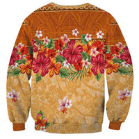 Hawaii Hibiscus Sweatshirt Turtles and Tribal Motifs Vintage Floral Style LT03 - Polynesian Pride