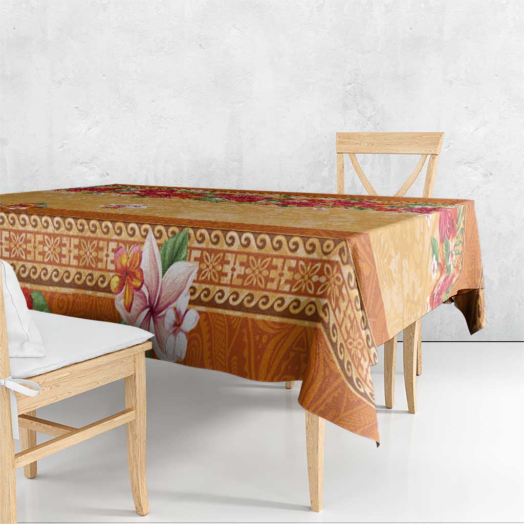 Hawaii Hibiscus Tablecloth Turtles and Tribal Motifs Vintage Floral Style LT03 - Polynesian Pride