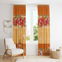 Hawaii Hibiscus Window Curtain Turtles and Tribal Motifs Vintage Floral Style LT03 - Polynesian Pride