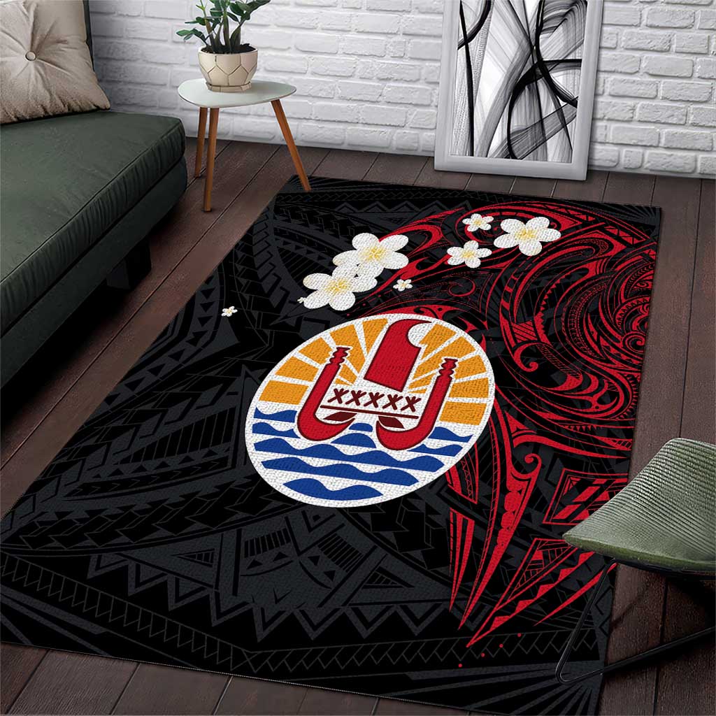 French Polynesia Tiare Day Area Rug Seal and Polynesian Pattern