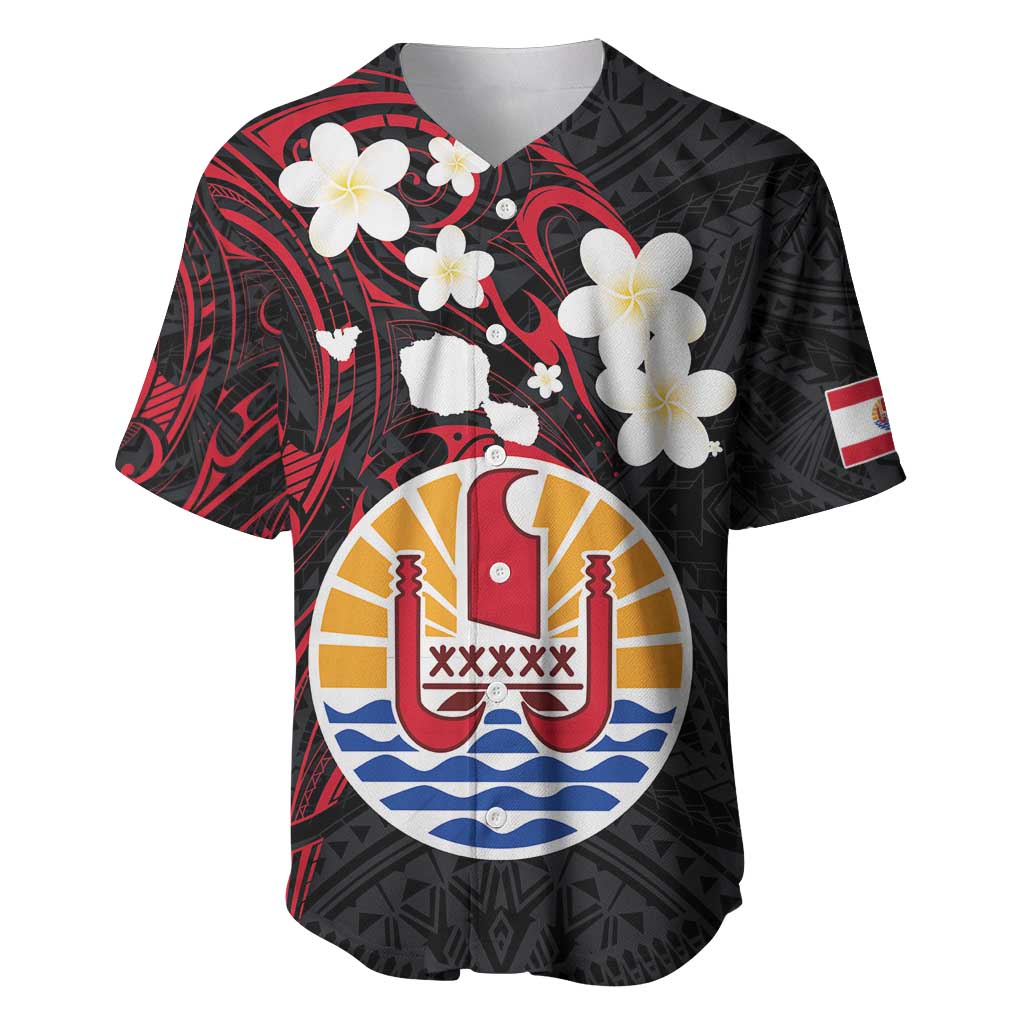 French Polynesia Tiare Day Baseball Jersey Seal and Polynesian Pattern