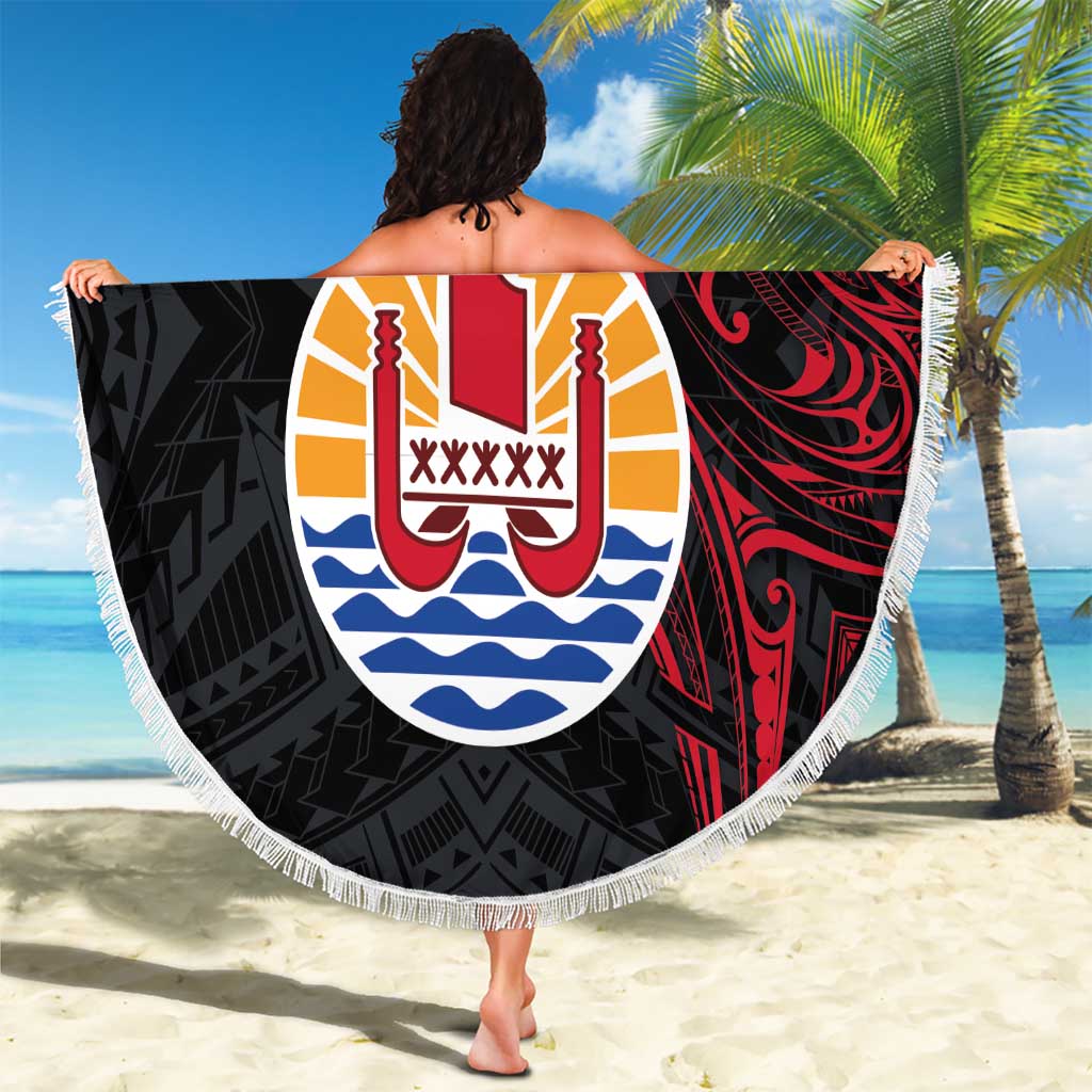 French Polynesia Tiare Day Beach Blanket Seal and Polynesian Pattern LT03 - Polynesian Pride