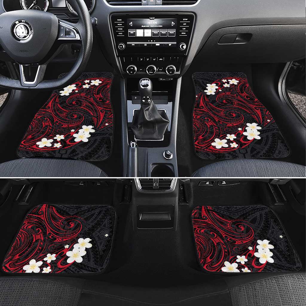 French Polynesia Tiare Day Car Mats Seal and Polynesian Pattern LT03 Set 4pcs Black - Polynesian Pride