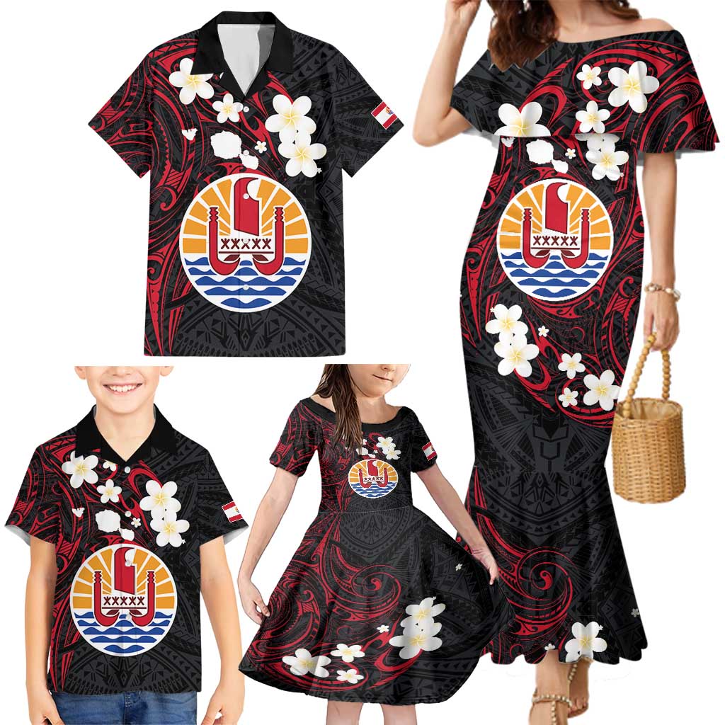 French Polynesia Tiare Day Family Matching Mermaid Dress and Hawaiian Shirt Seal and Polynesian Pattern